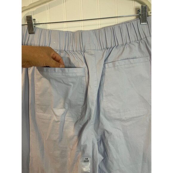 On 34th Light Blue Womens Elastic Waist Pants With Pockets Size 1X Cotton - Picture 5 of 15